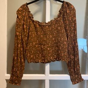 Floral long sleeve crop top